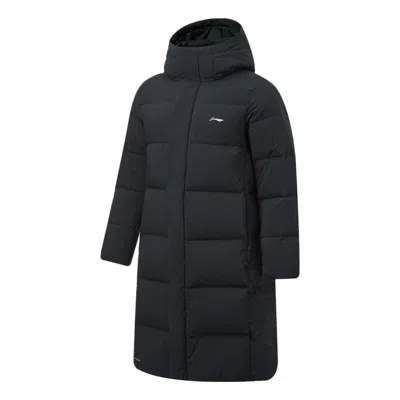 Li-ning Logo Printed Warm Long Down Jacket 'black'