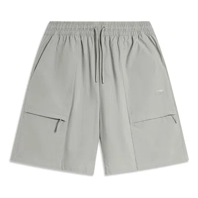 Li-ning Logo Waterproof Loose Fit Shorts 'grey' In Gray