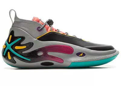 Pre-owned Li-ning Men's Lining Way Of Wade 11 Staple Retro Card Sneakers In Grey/black/aqua In Multi