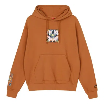 Li-ning Paris Fashion Week Pattern Embroidered Hoodie 'brown' In Orange