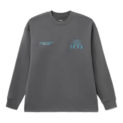 Li-ning Power And Nature Graphic Sweatshirt 'shadow Grey' In Gray
