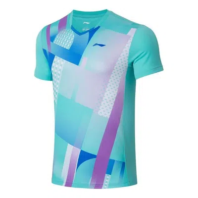 Li-ning Quick Dry 2022 Spring Badminton Tee 'aqua Purple' In Green