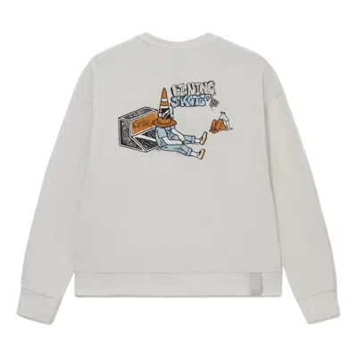 Li-ning Skateboard Series Cartoon Printing Pullover 'creamy White' In Gray