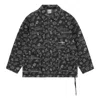 Li-ning Skateboard Series Full Print Loose Washed Denim Jacket 'black Grey' In Multi