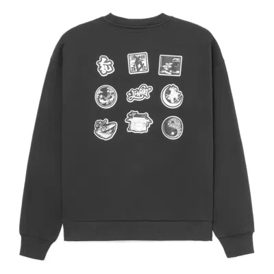 Li-ning Skateboard Series Funny Printing Fleece Lined Stay Warm Pullover 'black White' In Multi