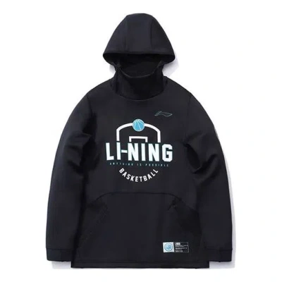 Li-ning Sports Basketball Series Alphabet Printing Pullover Hoodie 'black'