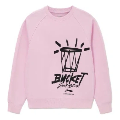 Li-ning Sports Basketball Series Alphabet Printing Pullover 'pink Black' In Multi