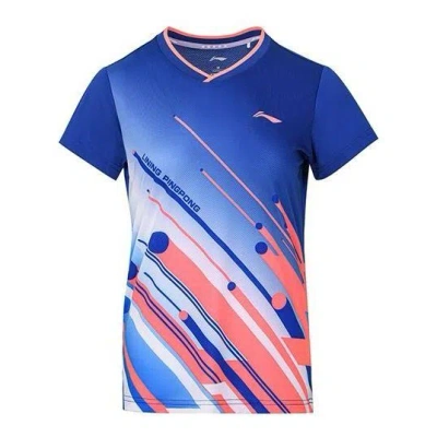 Li-ning Ss22 Table Tennis Series Casual Sports Tournament Quick Dry Short Sleeve 'blue'