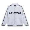 Li-ning Striped Graphic Baseball Jacket 'grey Black' In Gray