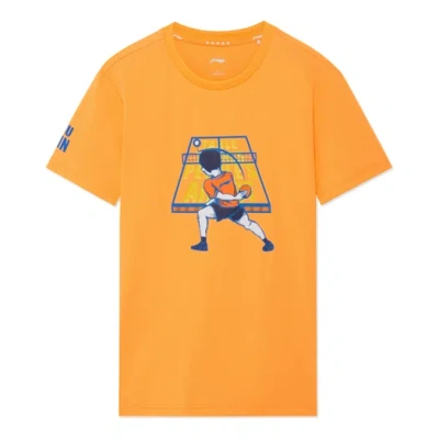 Li-ning Table Tennis Cartoon Graphic Quick-drying T-shirt 'orange'