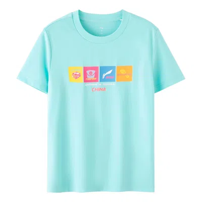 Li-ning Table Tennis Graphic T-shirt 'jade Ice' In Blue