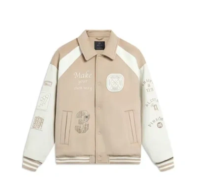 Li-ning Way Of Wade Hall Of Fame 2023 Premium Leather Sheep Wool Jacket 'beige' In Neutral