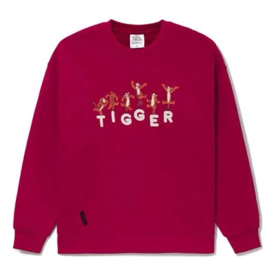 Li-ning X Disney Crossover Series Cartoon Alphabet Printing Sports Loose Pullover Couple Style Chica In Red