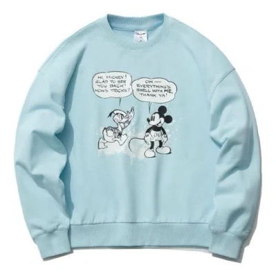 Li-ning X Disney Crossover Sports Fashion Series Cartoon Printing Loose Sports Pullover Round Neck ' In Blue