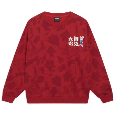 Li-ning X Disney Zootopia All-over Print Sweatshirt 'red' In Burgundy