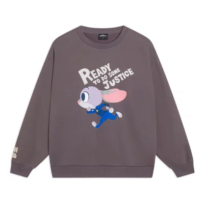 Li-ning X Disney Zootopia Graphic Sweatshirt 'taupe' In Purple