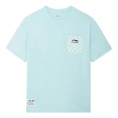 Li-ning X Rooovie Checkerboard Pocket T-shirt 'light Blue'