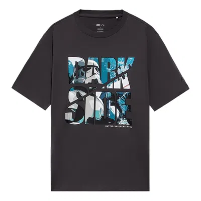 Li-ning X Star War Crossover Sports Fashion Series Casual Sports Printing Pullover Short Sleeve 'bla In Black