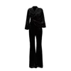 Lia Aram Two-piece Black Draped Velvet Suit In Black