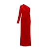 Lia Aram Women's Asymmetric Red Gown With Train In Red