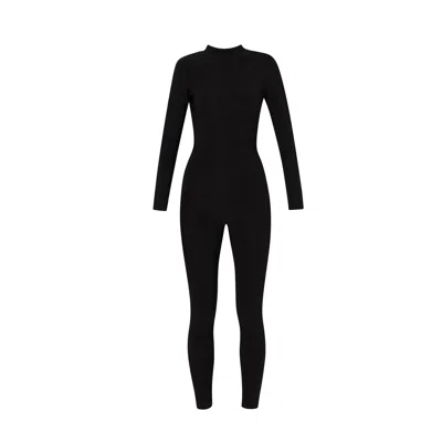 Lia Aram Women's Black Fitted Jumpsuit With High Neckline