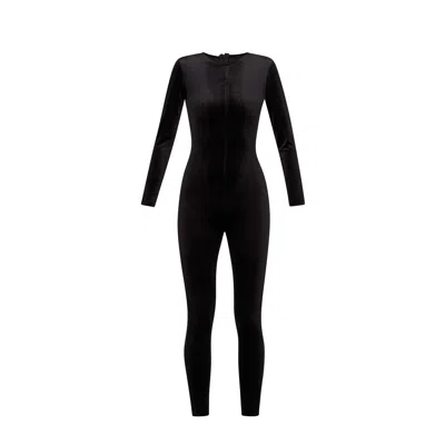 Lia Aram Women's Black Long-sleeved Velvet Jumpsuit