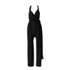 Lia Aram Women's Black Loose  Jumpsuit With Open Back In Black