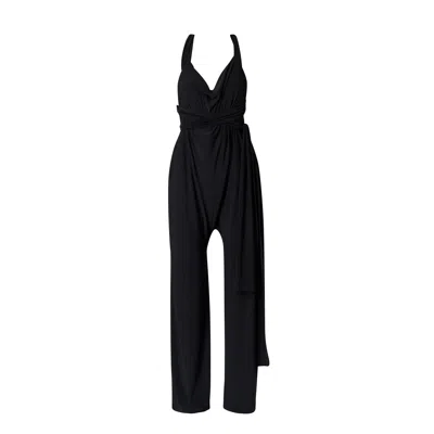 Lia Aram Women's Black Loose  Jumpsuit With Open Back