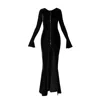 Lia Aram Women's Black Velvet Gown With Pearl Button Closure In Black