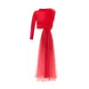 Lia Aram Women's Deconstructed Red Maillot Top In Red