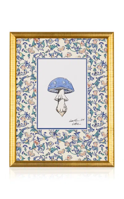 Lia Burke Libaire Blue Cap Mushroom Framed Photograph In Animal Print