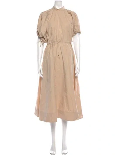 Pre-owned Lia Cohen Mock Neck Midi Length Dress In Neutral