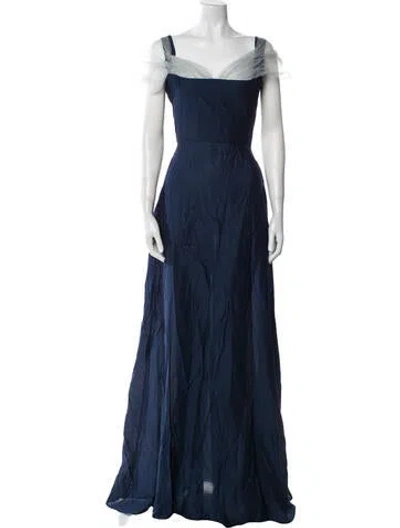 Pre-owned Lia Cohen Silk Long Dress In Blue