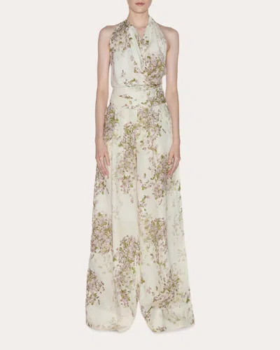 Lia Cohen Women's Being Floral Linen Pleated Wide-leg Pants Cotton/linen In Animal Print