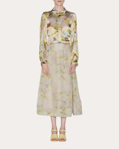 Lia Cohen Women's Essence Floral Silk Organza Midi Skirt Silk/cotton In Animal Print