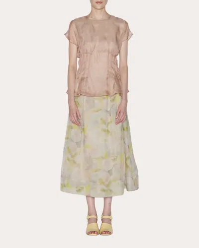 Lia Cohen Women's Essence Silk Organza Pleated Top In Pink