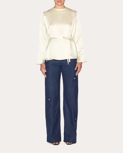 Lia Cohen Women's Intuition Embroidered Floral Straight-leg Pants In Blue
