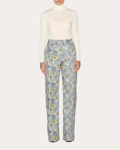 Lia Cohen Women's Intuition Floral Straight-leg Pants In Blue