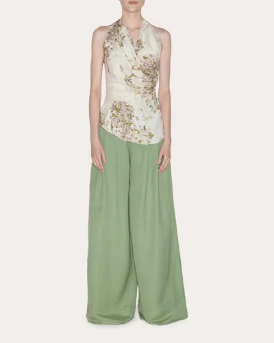 Lia Cohen Women's Presence Floral Crepe De Chine Halter Top Viscose In Multi