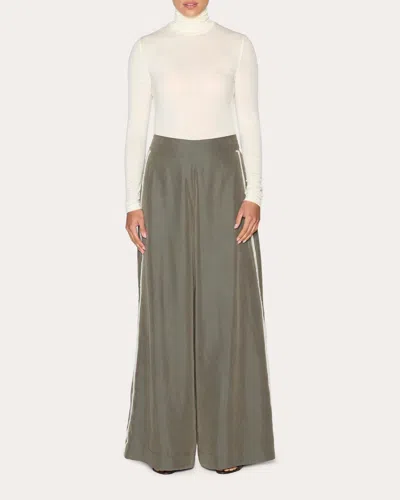 Lia Cohen Women's Radiance Grosgrain Wide-leg Pants In Green
