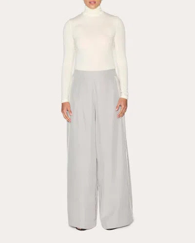Lia Cohen Women's Radiance Grosgrain Wide-leg Pants In Grey