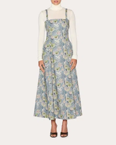 Lia Cohen Women's Reflection Floral A-line Dress In Blue
