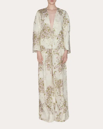 Lia Cohen Women's Transcend Floral Linen Pleated Blazer Cotton/linen In Multi