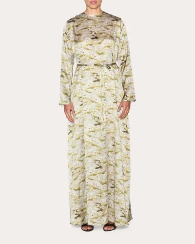 Lia Cohen Women's Wholesome Floral Silk Long-sleeve Gown In Multicolor
