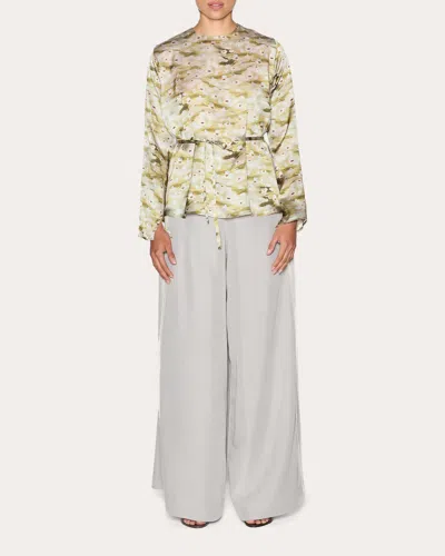 Lia Cohen Women's Wholesome Floral Silk Long-sleeve Top In Multicolor