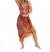 Lia Sahara Fringed Pareo In Orchid Rush In Brown