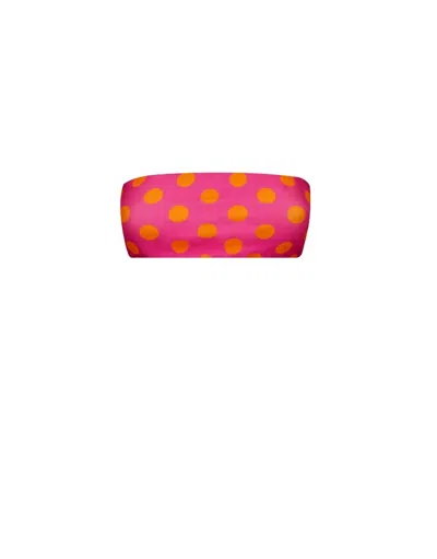 Lia Sahara Women's Bandeau Bikini Top In Fuchsia & Orange Polka Dots In Pink