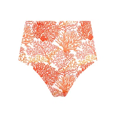 Lia Sahara Women's High Waist Bikini Bottom In Coral In Brown