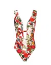 Lia Sahara Women's Plunge One Piece Swimsuit In Tropical Romance In Multi