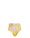 Lia Sahara Women's Reversible Compression High Waist Bikini Bottom In Hibiscus + Lilac Palms In Multi